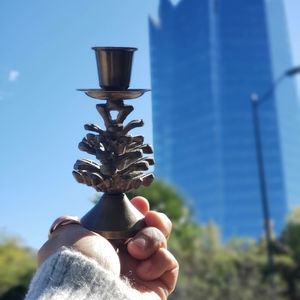 Brass Pine Cone Candleholders